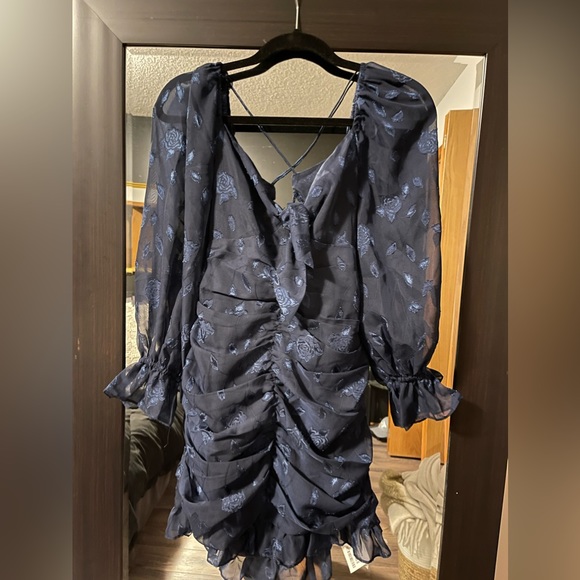 Midnight Blue Ruched Mini Dress - M / J.ING - Picture 2 of 3